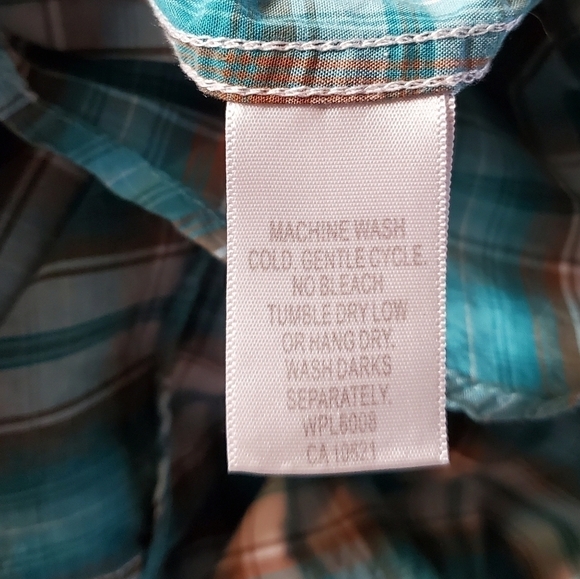 Panhandle Rough Stock Women's Turquoise Western Shirt, Snap Plaid Shirt Sz XL - Picture 14 of 14